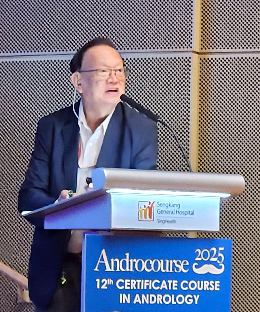Prof Peter H C Lim speaking at a lectern